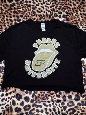 Purdue University Black Cropped Graphic Tee *see description*